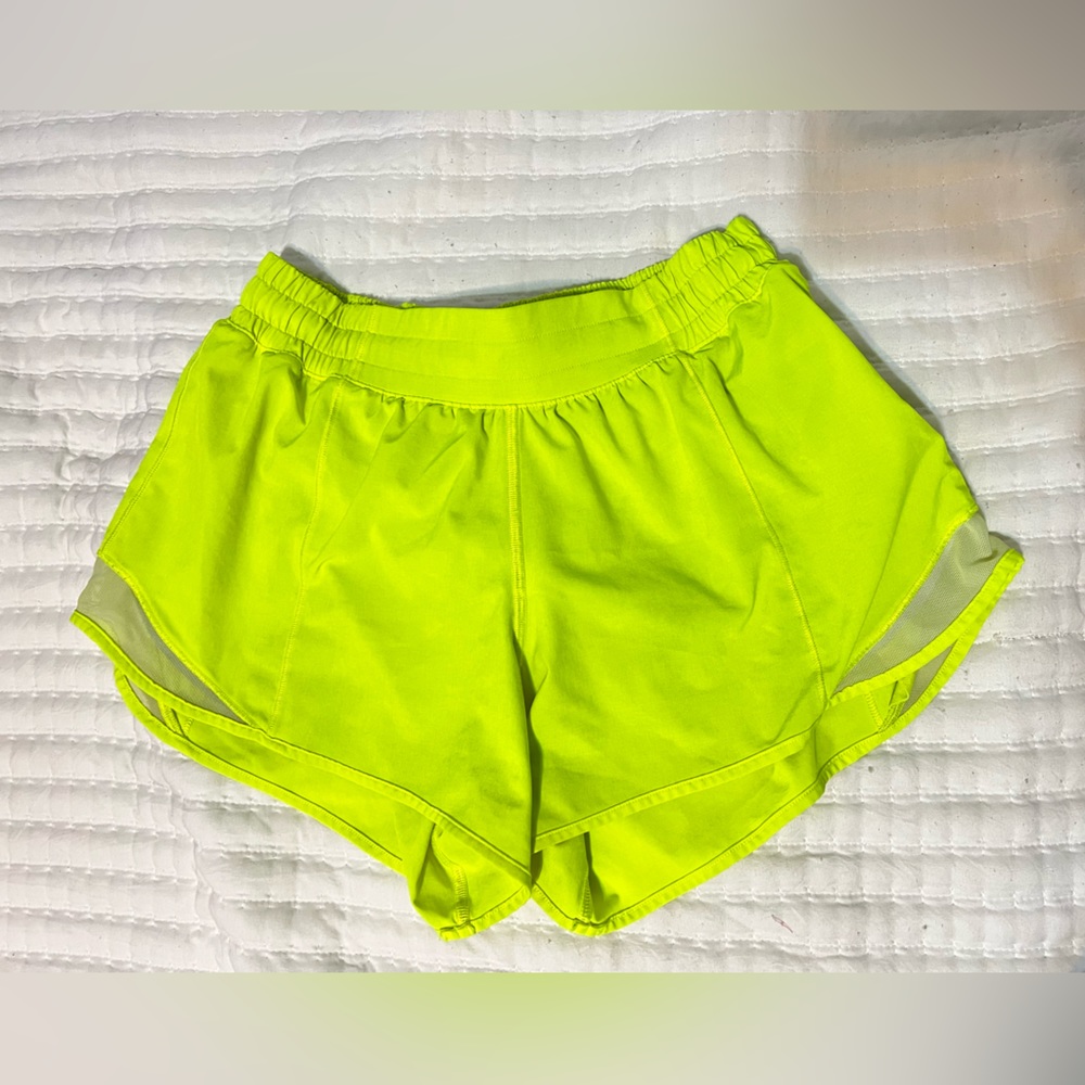 Neon yellow lulu shorts